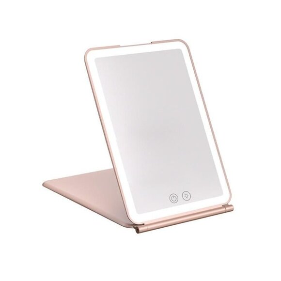 Other - Touch Screen LED Makeup Mirror - Foldable, 3-Color Lighting, USB Rechargeable
